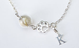 Tierhaar Armband Silber 925 Fell Andenken Pfotenabdruck mit Initiale
