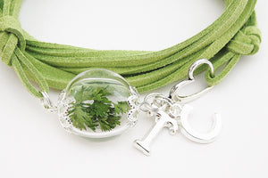 Echte Petersilie Wickelarmband Petersilienhochzeit Geschenk grün Hochzeitstag Brautpaar Liebe Herz Buchstaben Initialen