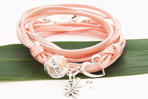 Individuelles Abi 2021 Wickelarmband Pusteblume Abitur Schulabschluss Glücksbringer Prüfung  Armband rosa Geschenk Abschlussprüfung