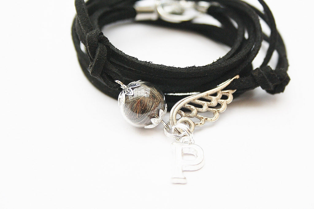 Tierhaar Armband Wickelarmband Haustier verstorben Erinnerung Katzenhaar Hundehaar Pferdehaar Kaninchen Engelsflügel Flügel Tierhaarschmuck