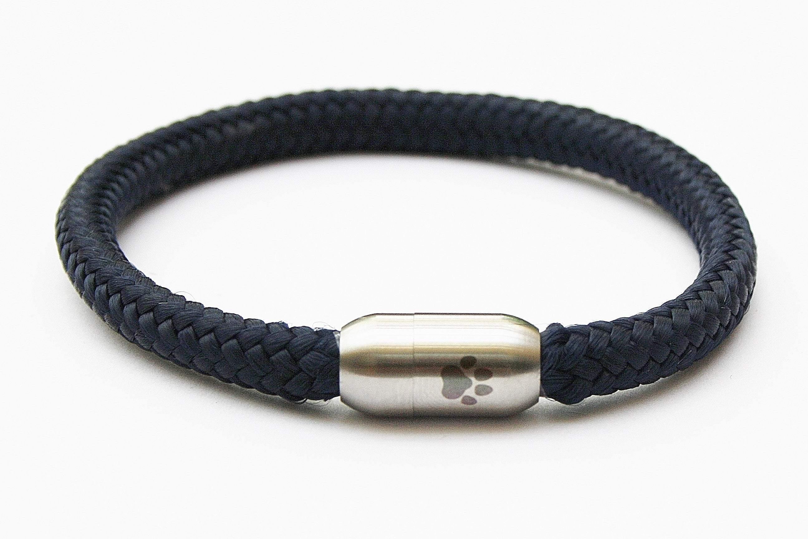 Tierhaar Armband Herren Segelseil Edelstahl Pfote Hundehaar Katzenhaar Pferdehaar Unisex individuell Andenken Erinnerung Haustier Urne Tau